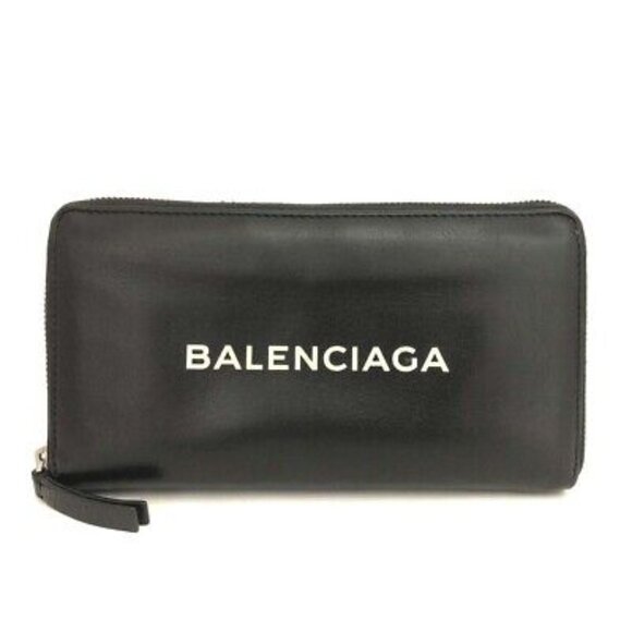 BALENCIAGA Everyday Leather Zip Around Long Wallet Black/4BC0390 - Picture 1 of 8